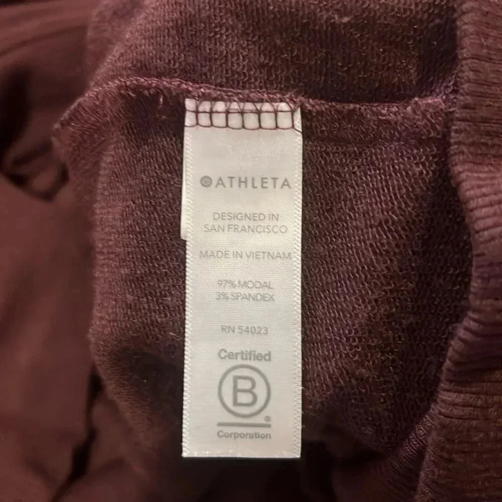Athleta Burgundy Studio Barre 2.0 sweatshirt dress size X small - Picture 12 of 12